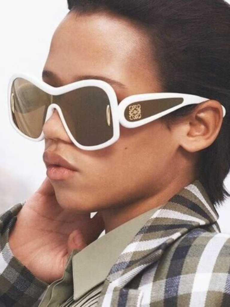 New Loewe Sunglasses White Brown Gold Women Eyewear Loewe